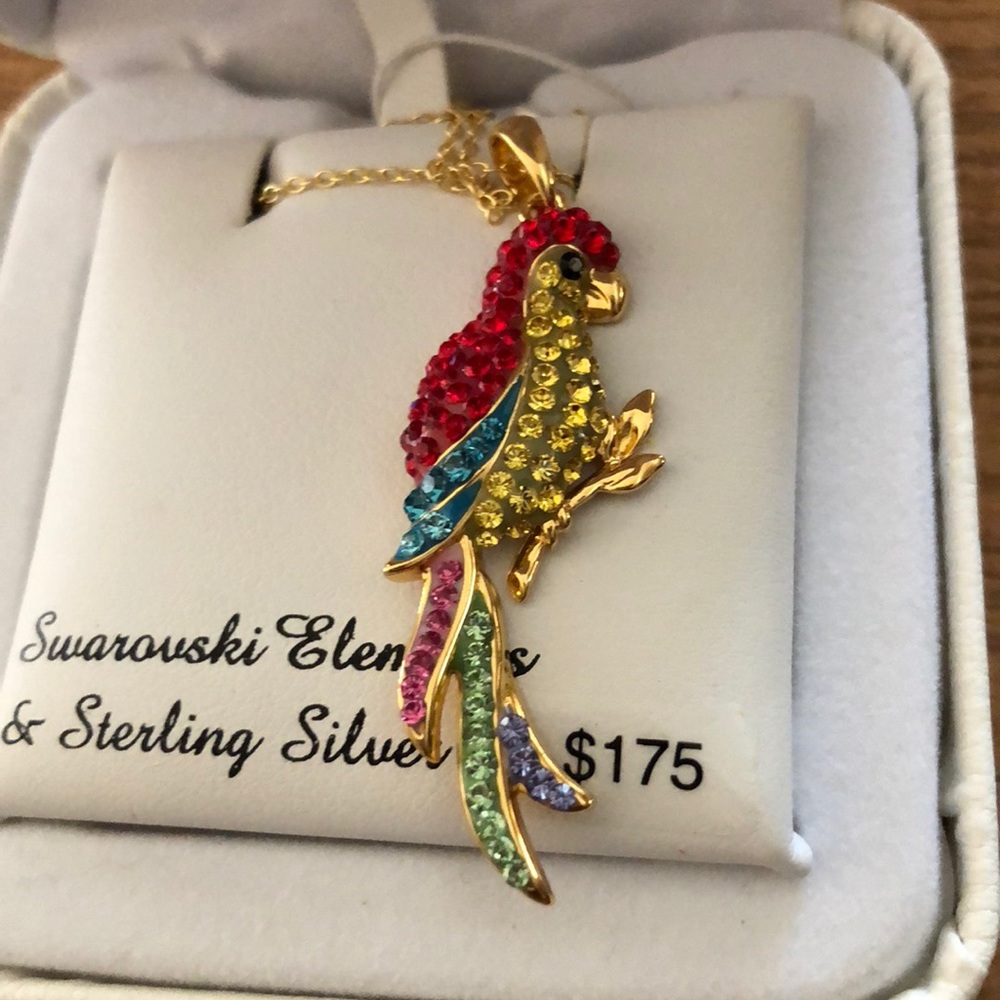 Yellow Plated Swarovski Crystal Parrot Pendant - Picture 3 of 7